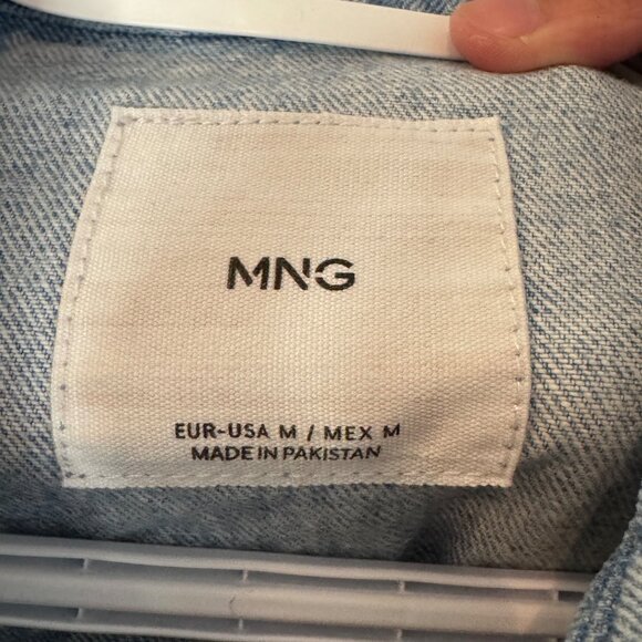 Mango blue collared full zip denim bomber jacket size M - Picture 14 of 14